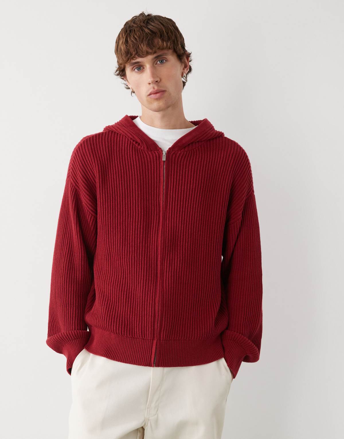 COLLUSION Knitted boxy hoodie in red