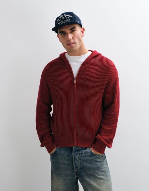 COLLUSION Knitted boxy hoodie in red - view 1