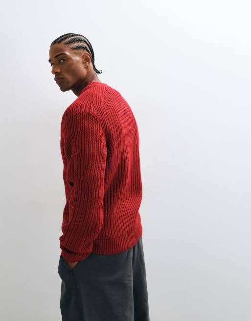 COLLUSION knitted boxy jumper in red, 3 of 5