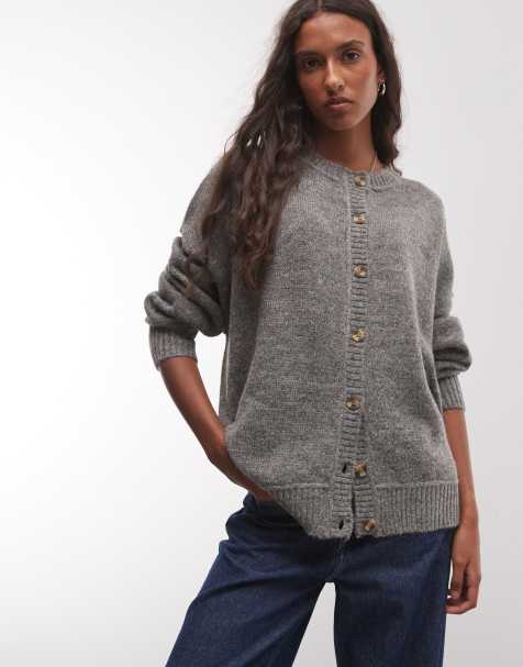 COLLUSION knitted boxy oversized cardi in grey - view 1