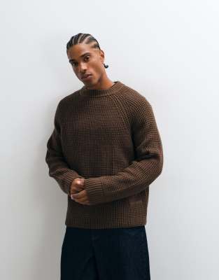 Collusion Knitted Boxy Sweater In Brown