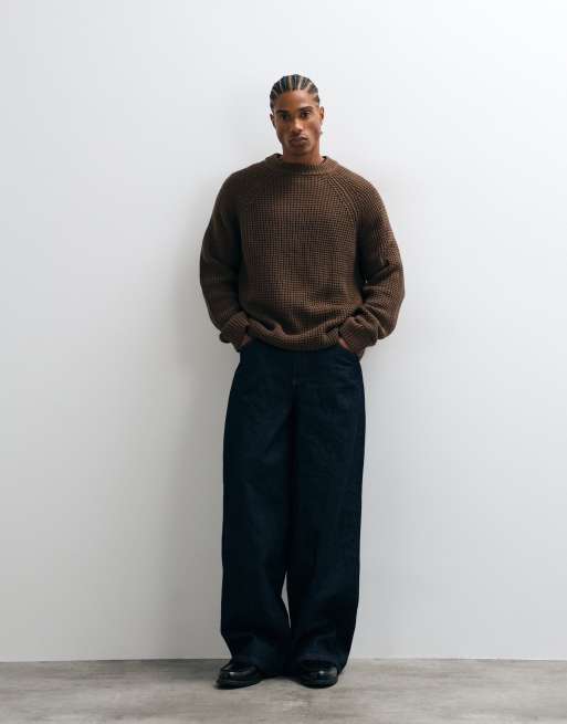 COLLUSION Knitted boxy sweater in caramel brown, 3 of 5
