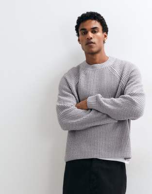 Collusion Knitted Boxy Sweater In Gray