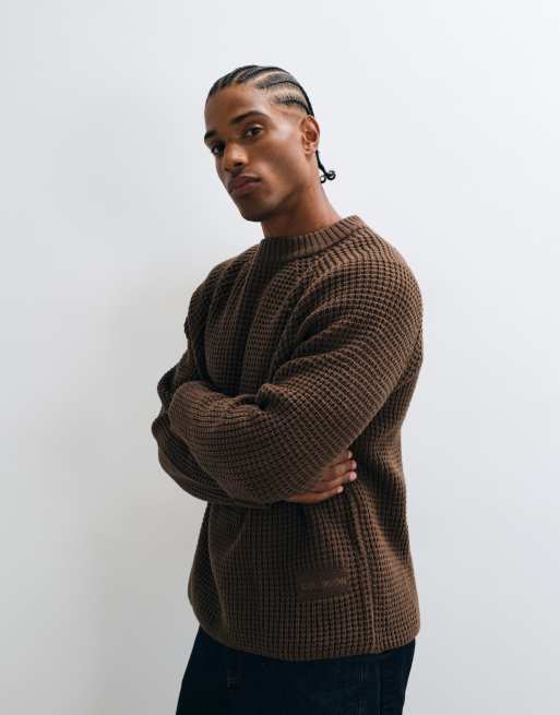 COLLUSION Knitted boxy sweater jumper in caramel brown, 5 of 5