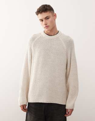 Collusion COLLUSION Knitted boxy sweater jumper in ecru-Neutral