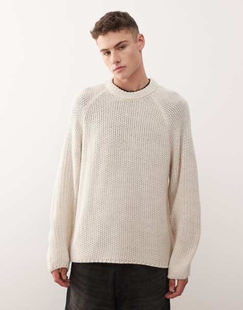 COLLUSION Knitted boxy sweater jumper in ecru - view 1