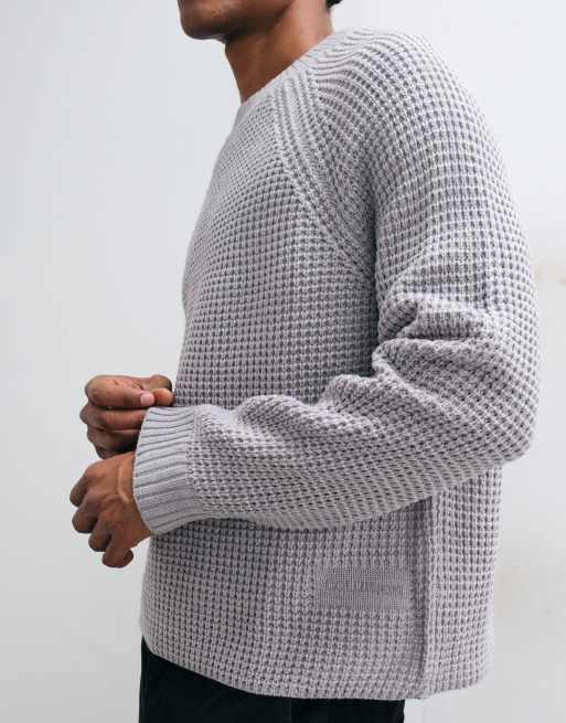 COLLUSION Knitted boxy sweater jumper in grey, 3 of 5