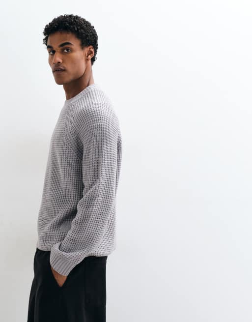 COLLUSION Knitted boxy sweater jumper in grey, 4 of 5