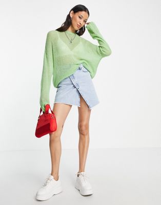 COLLUSION knitted brushed oversized jumper in mint green