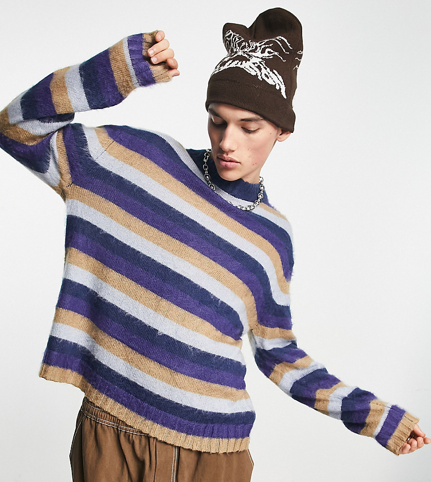 COLLUSION knitted brushed striped sweater in multi
