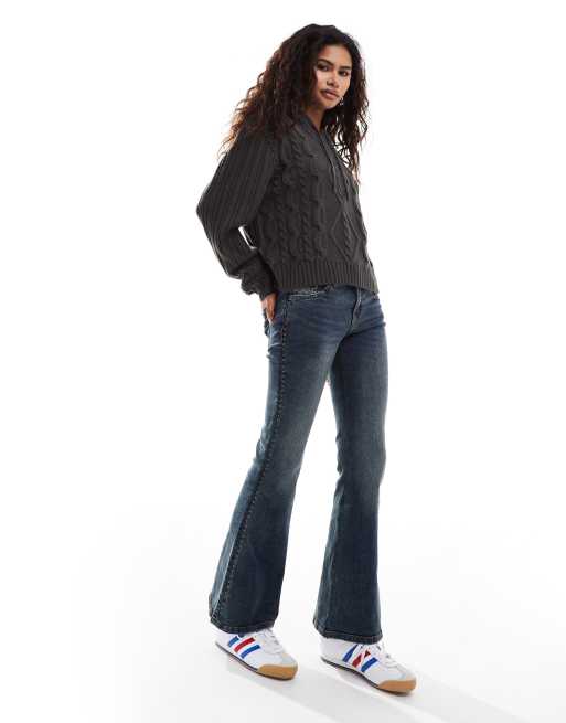 COLLUSION knitted cable hoodie in brown, 2 of 4
