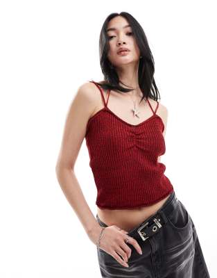 Collusion Knitted Cami In Space Dye-red