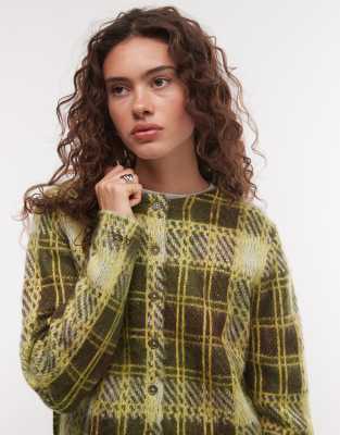 Collusion Knitted Cardigan In Green