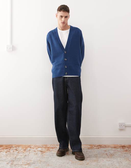 COLLUSION Knit cardigan in navy blue