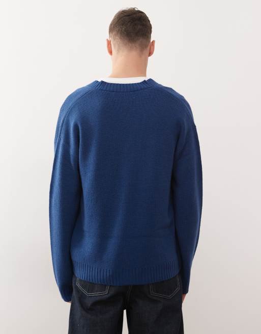 COLLUSION Knit cardigan in navy blue