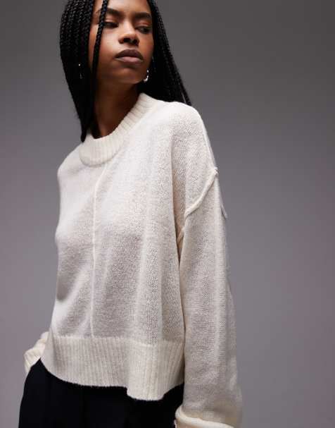 COLLUSION knitted crew neck in cream - view 1