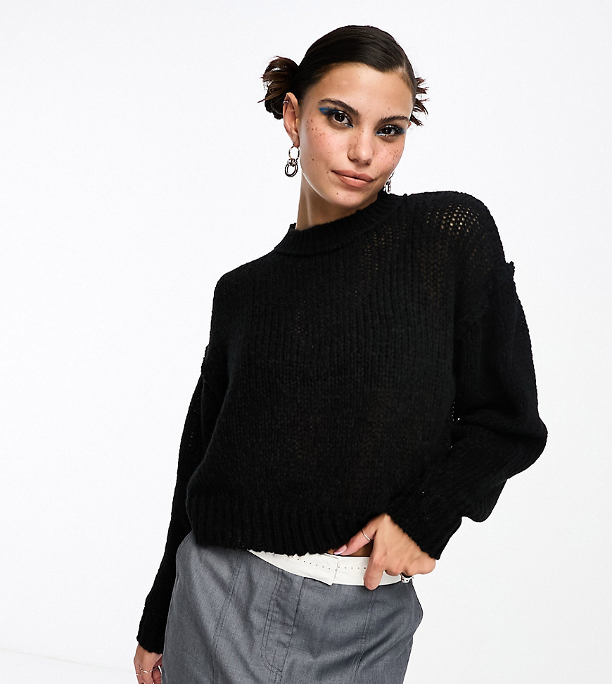 COLLUSION knitted crew neck jumper in black