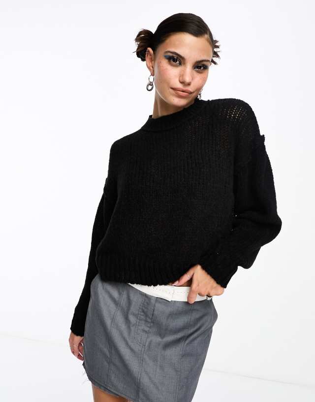 Collusion - knitted crew neck jumper in black