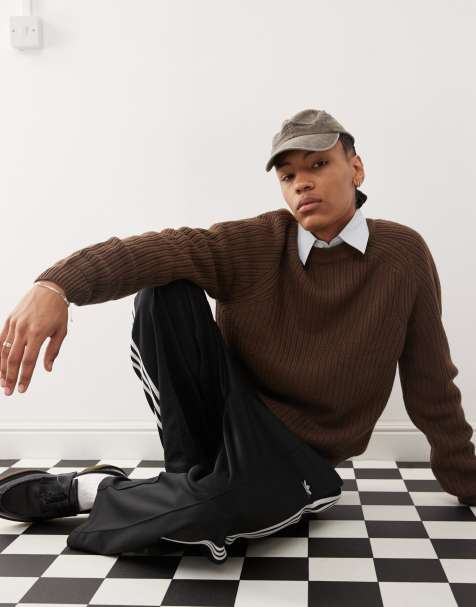 COLLUSION knitted crew neck jumper in brown - view 1
