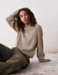[Collusion] COLLUSION knitted crew neck jumper in camel-Blue 2XL CAMEL