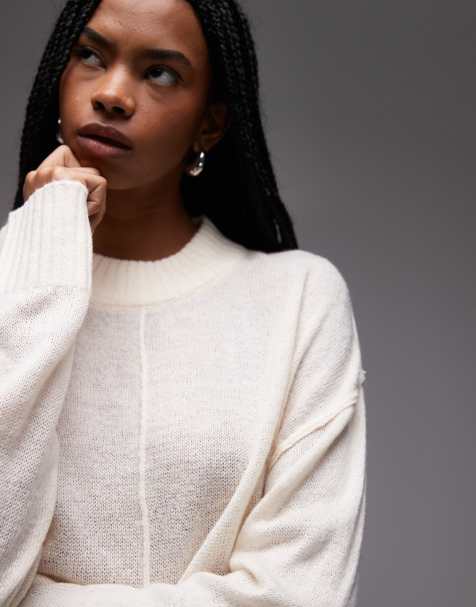 COLLUSION knitted crew neck jumper in cream - view 1