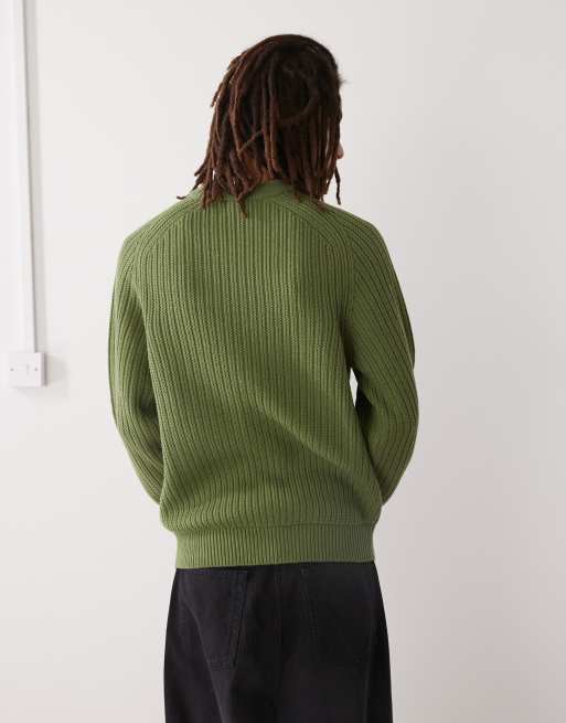 COLLUSION knit crew neck sweater in khaki