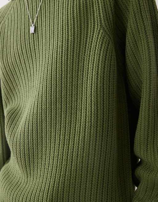 COLLUSION knit crew neck sweater in khaki