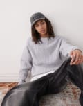 [Collusion] COLLUSION knitted crew neck jumper in light grey XS Light Grey