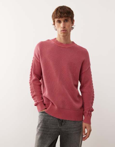COLLUSION Knitted crew neck jumper in red - view 1