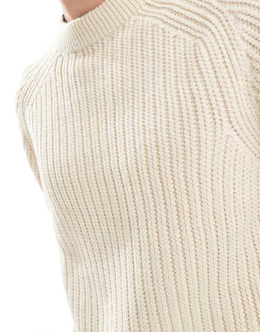 COLLUSION knitted crew neck sweater in ecru