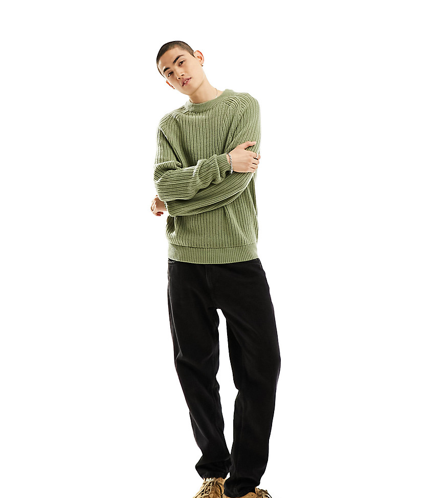 COLLUSION knitted crewneck jumper in light green