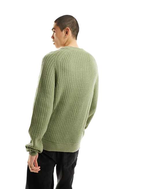 COLLUSION knitted crewneck sweater in light green | ASOS