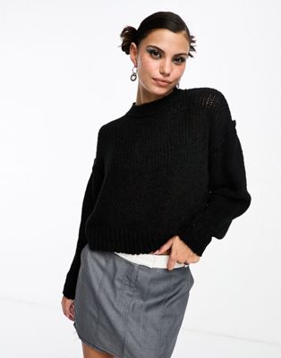 COLLUSION knitted crewneck with raw seam detail in black - ASOS Price Checker