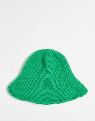 COLLUSION knitted crochet festival bucket hat in green - ASOS Price Checker