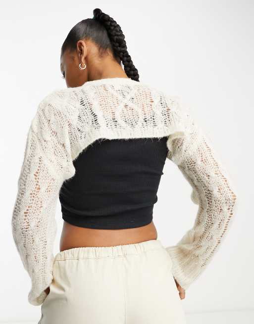 Cropped white knitted on sale jumper