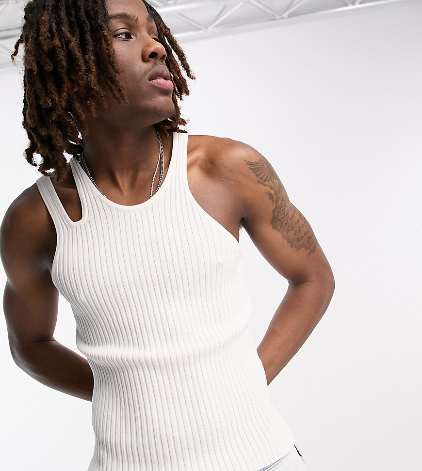 COLLUSION knitted cut out vest in ecru-White