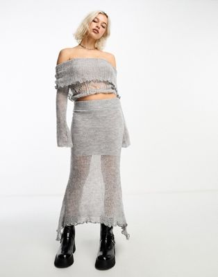 COLLUSION knitted fairy hem skirt co-ord in light grey - ASOS Price Checker