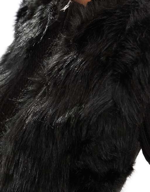 Black faux hotsell fur jumper