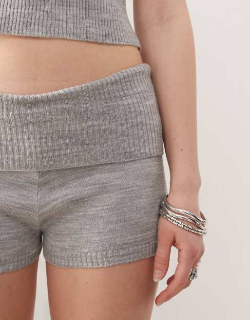 COLLUSION knitted festival foldover booty shorts co-ord