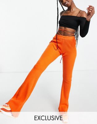 COLLUSION knitted flare with tie waist detail in orange - ASOS Price Checker