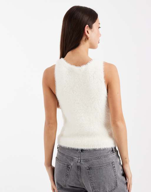 COLLUSION knitted fluffy racer singlet, 2 of 4