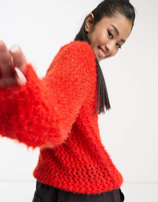 Fluffy red clearance jumper