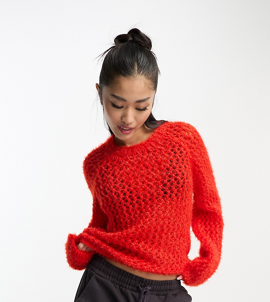 COLLUSION knitted fluffy textured sweater in bright red