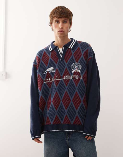 COLLUSION knitted football jumper