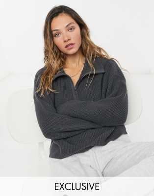 funnel neck zip sweater