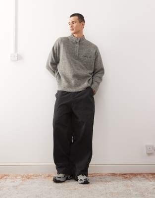 COLLUSION Knitted grey jumper in grey with buttons