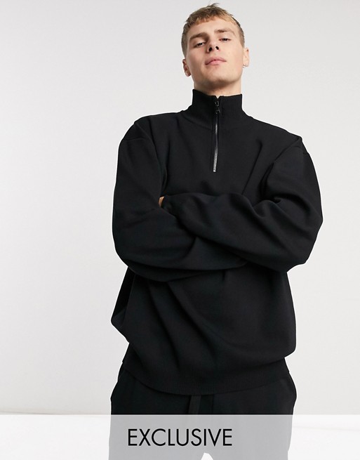 COLLUSION knitted half zip jumper co-ord in black