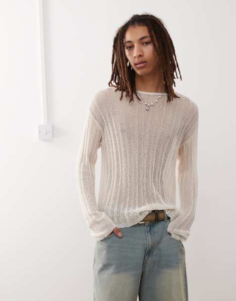 COLLUSION knitted lightweight jumper in ecru - view 1