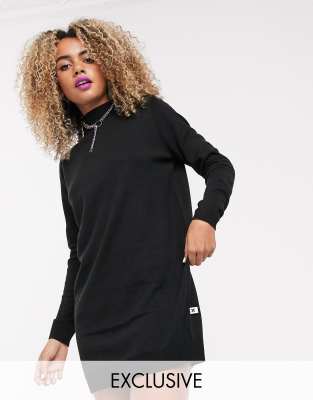 black mini jumper dress