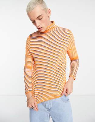 COLLUSION knitted multicolored stripe sweater in orange